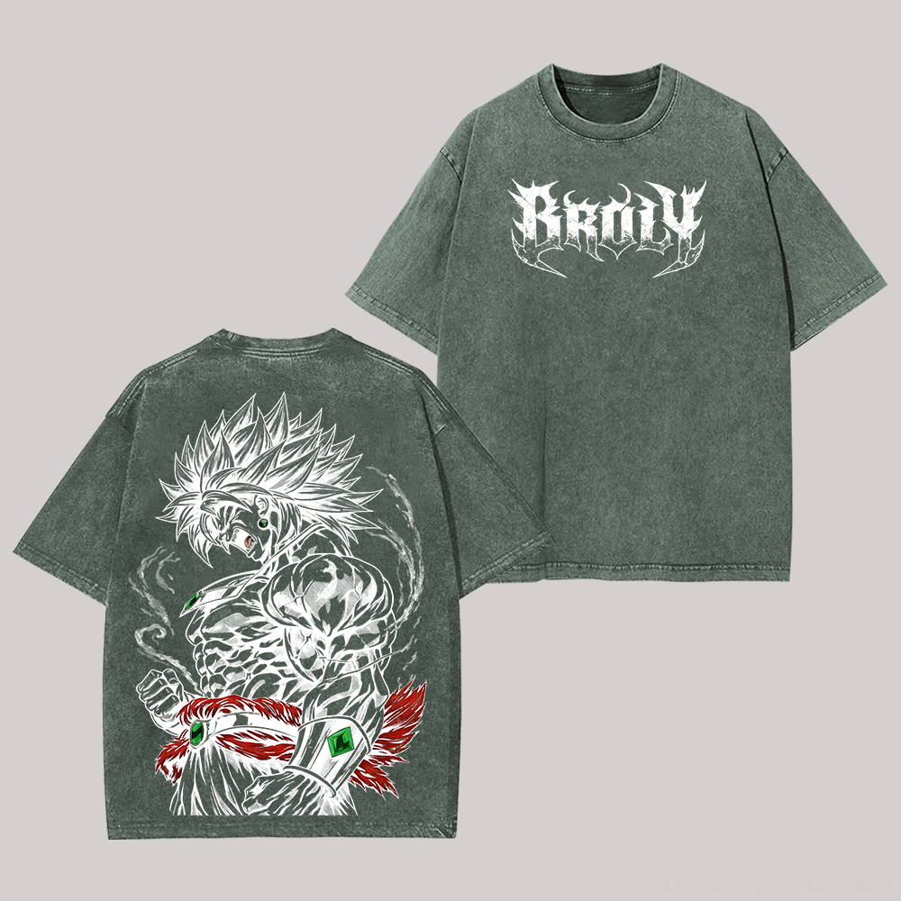 Dragon Ball Z Broly Printed Unisex Washed T-Shirt Image - 7