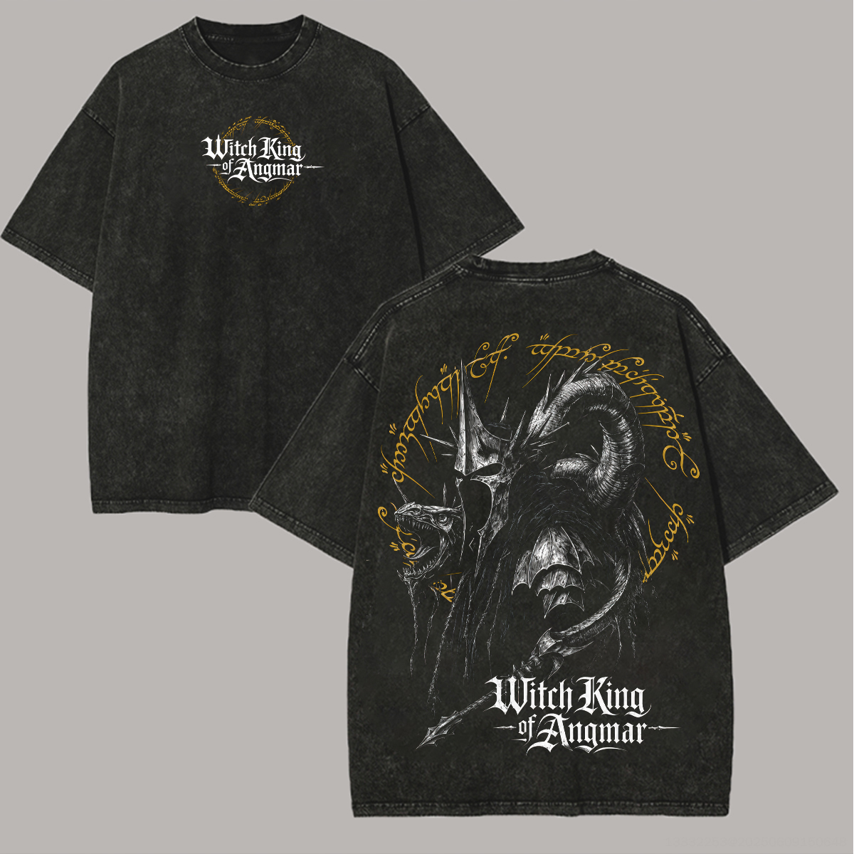 LOTR Witch King of Angmar Printed Unisex Washed T-Shirt