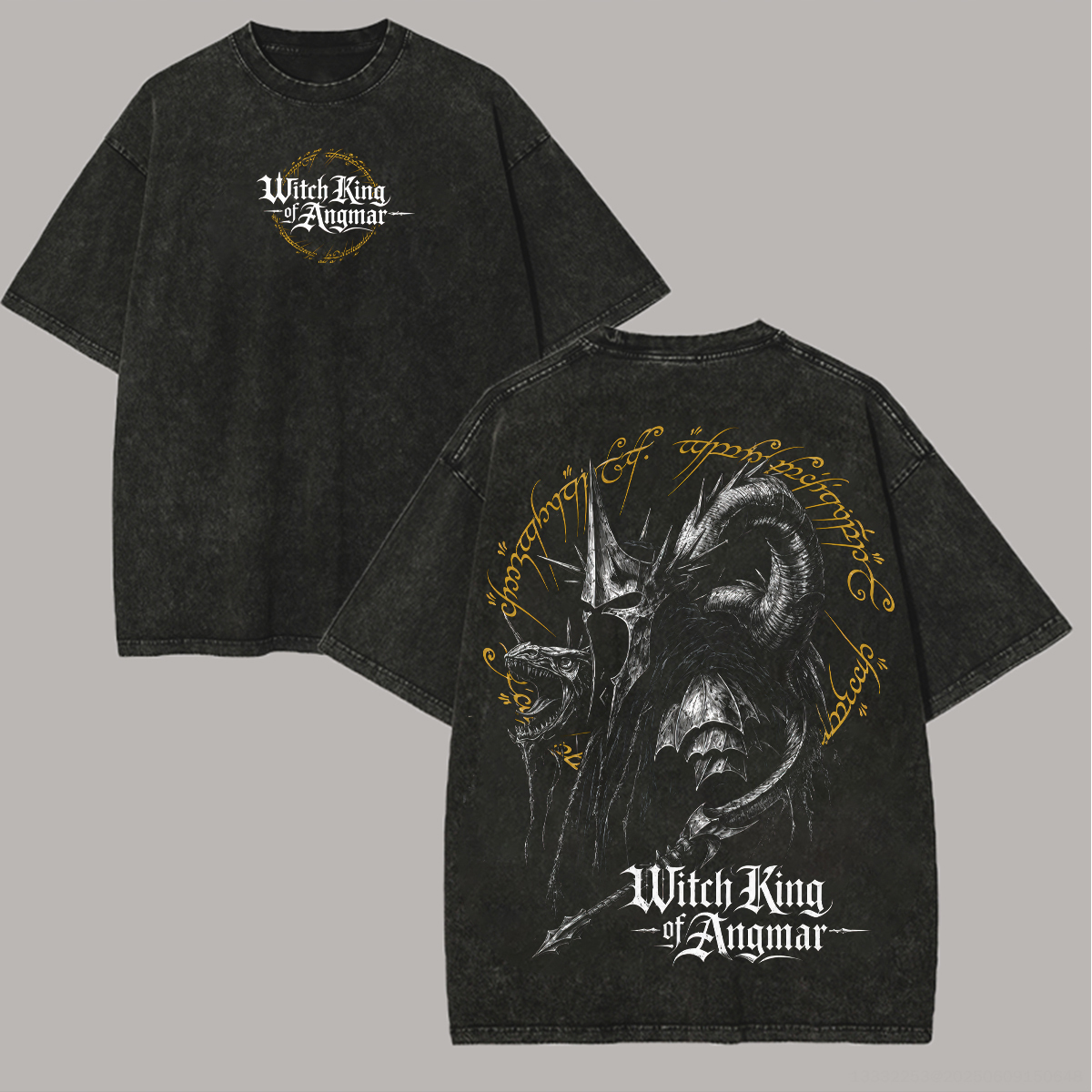 LOTR Witch King of Angmar Printed Unisex Washed T-Shirt
