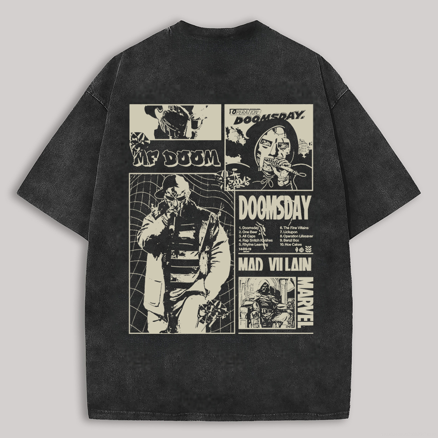 MF DOOM Operation: Doomsday & Madvillainy Printed Unisex Washed T-Shirt
