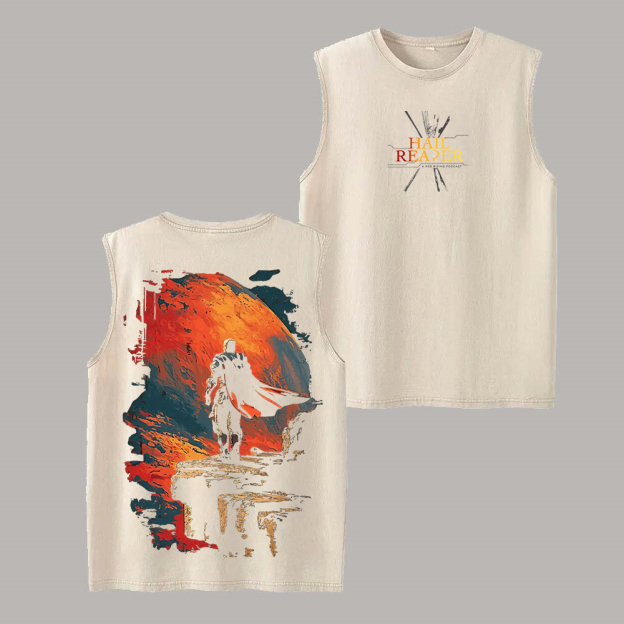 Red Rising Printed Men's Washed Vest Image - 4