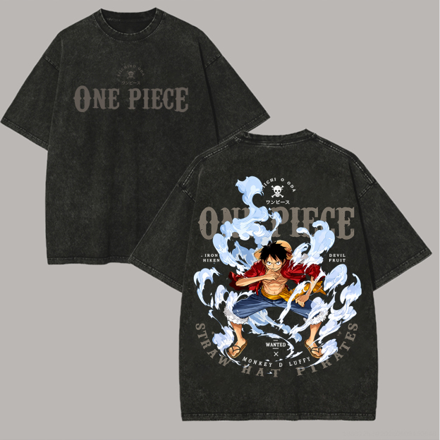 One Piece Printed Unisex Washed T-Shirt Image - 1