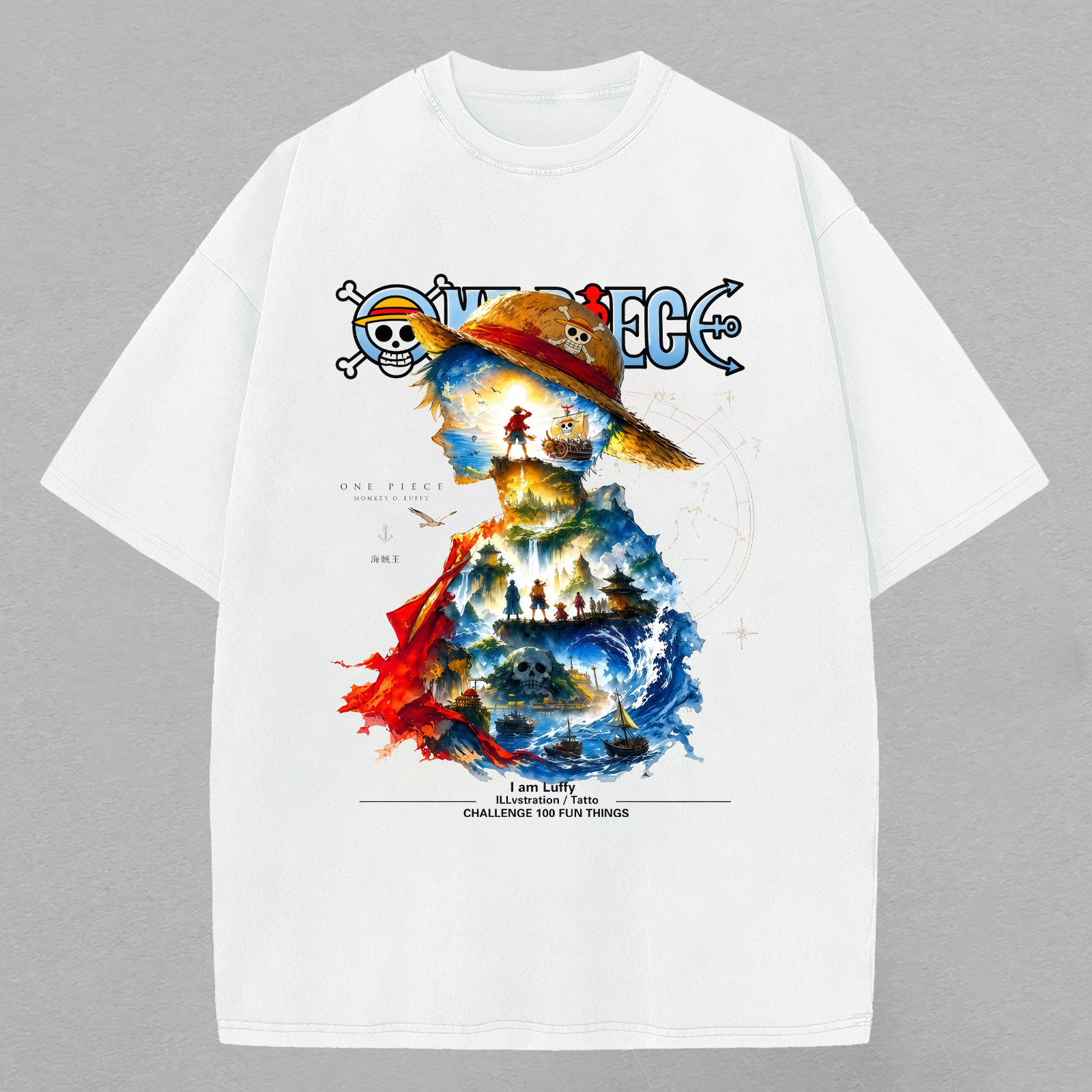 One Piece Printed Oversized Unisex T-shirt Image - 1