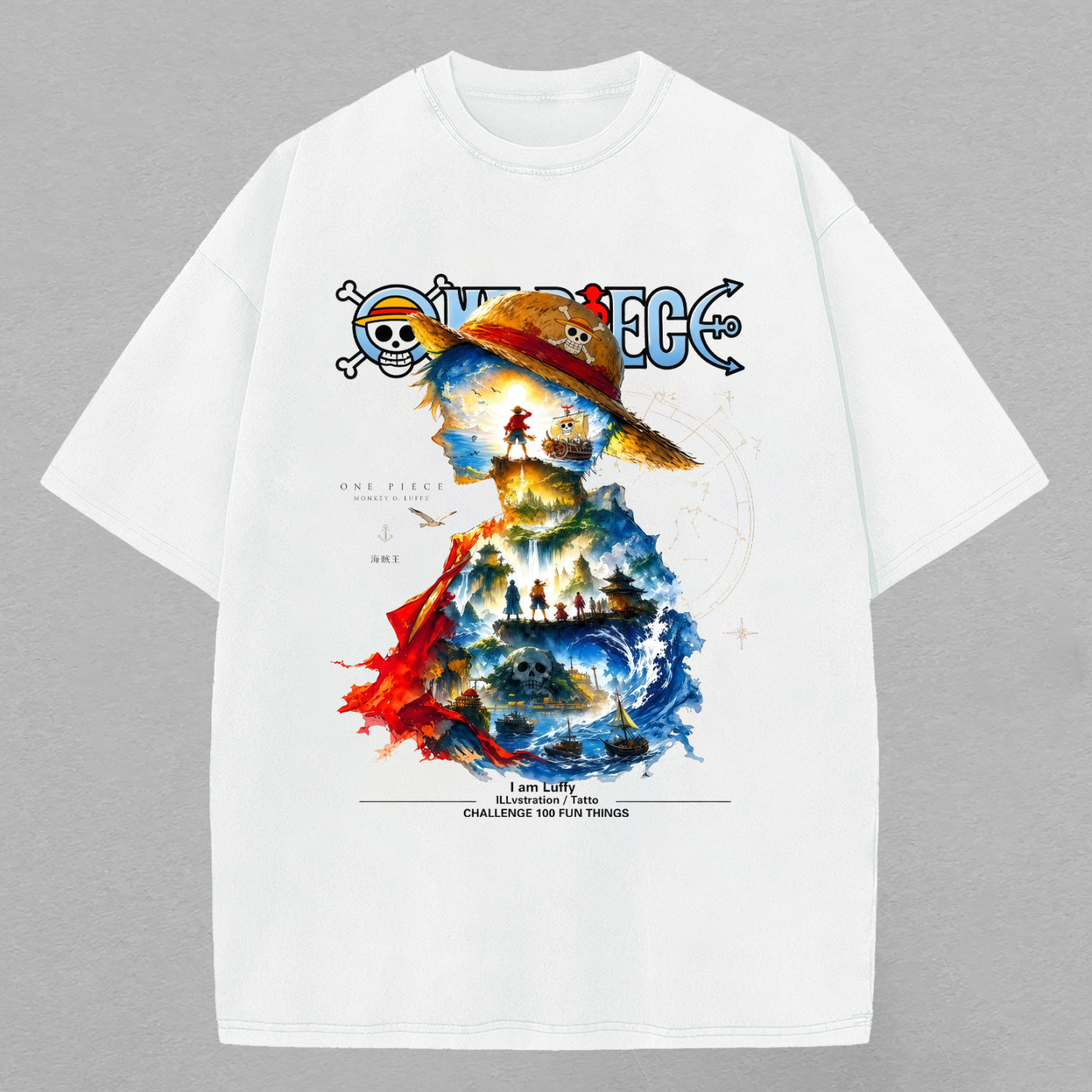 One Piece Printed Oversized Unisex T-shirt Image - 1