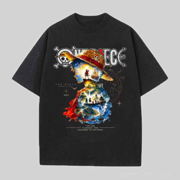 One Piece Printed Oversized Unisex T-shirt Image - 2