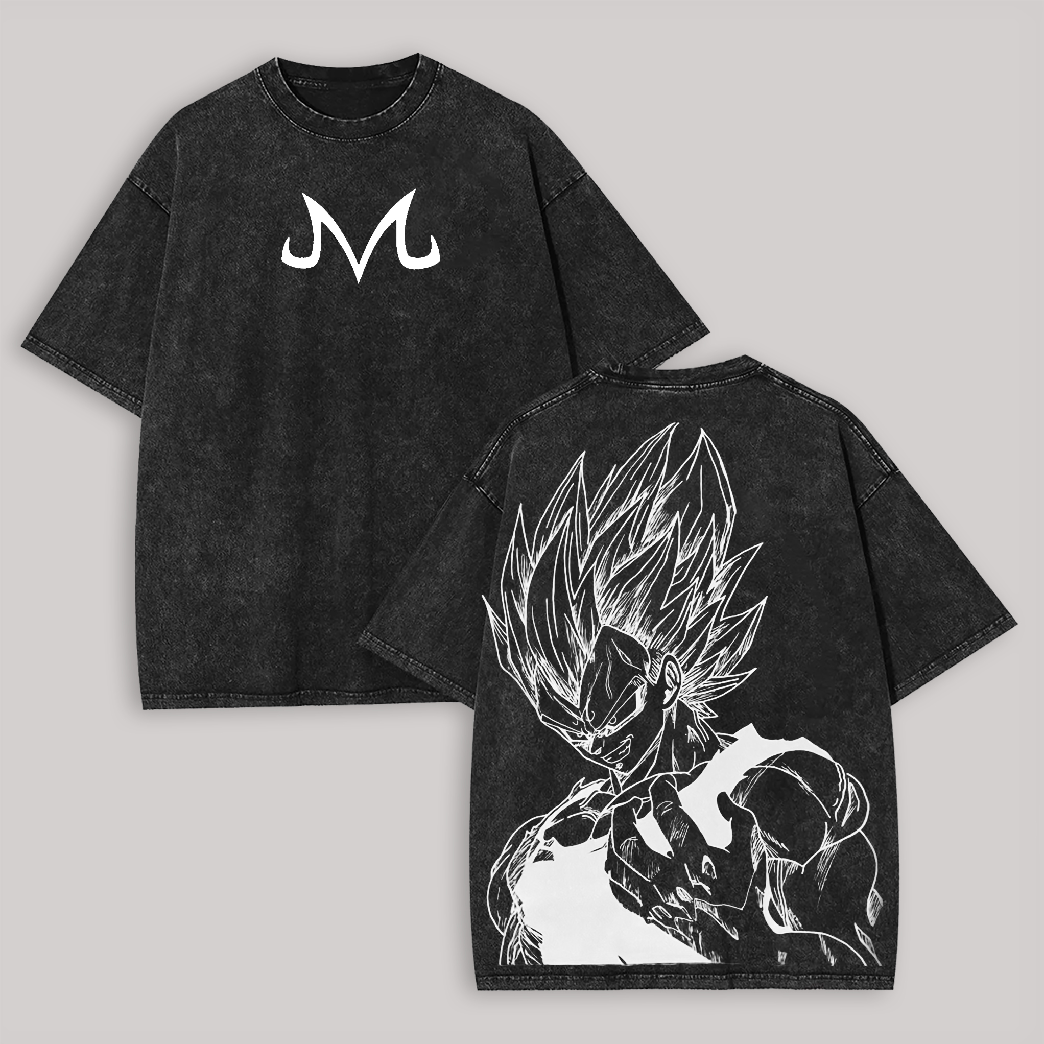 Dragon Ball Z Vegeta Printed Unisex Washed T-Shirt Image - 2