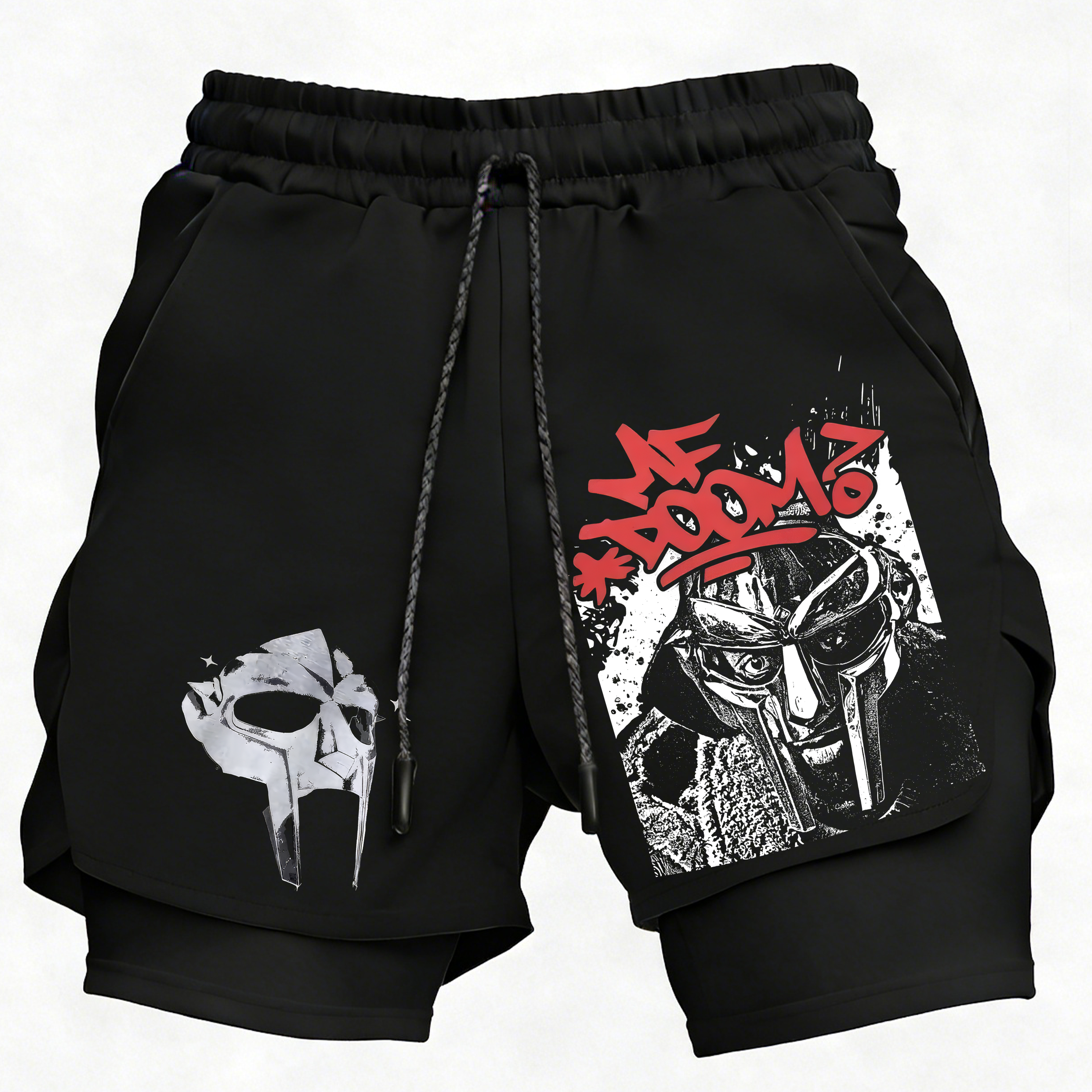 MF DOOM Underground Hip-Hop Print Men's All-In-One Fitness Shorts