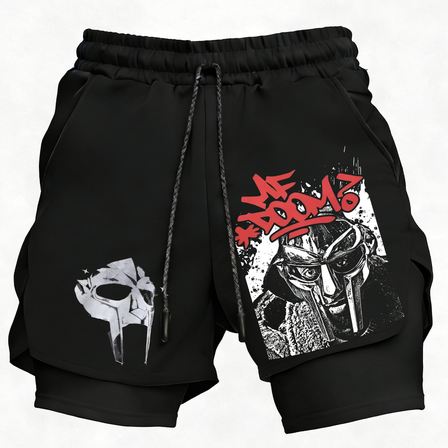 MF DOOM Underground Hip-Hop Print Men's All-In-One Fitness Shorts