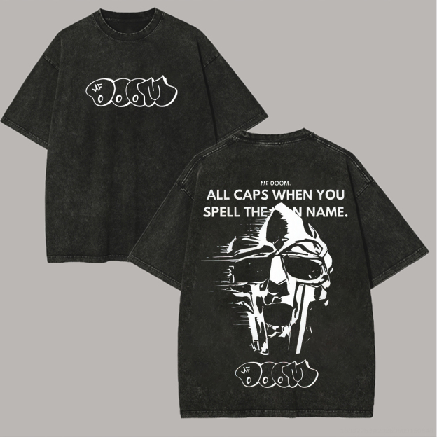 MF DOOM All Caps When You Spell The Man Name Printed Unisex Washed T-Shirt