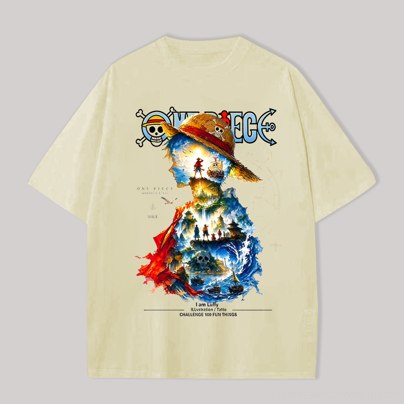 One Piece Printed Oversized Unisex T-shirt Image - 3