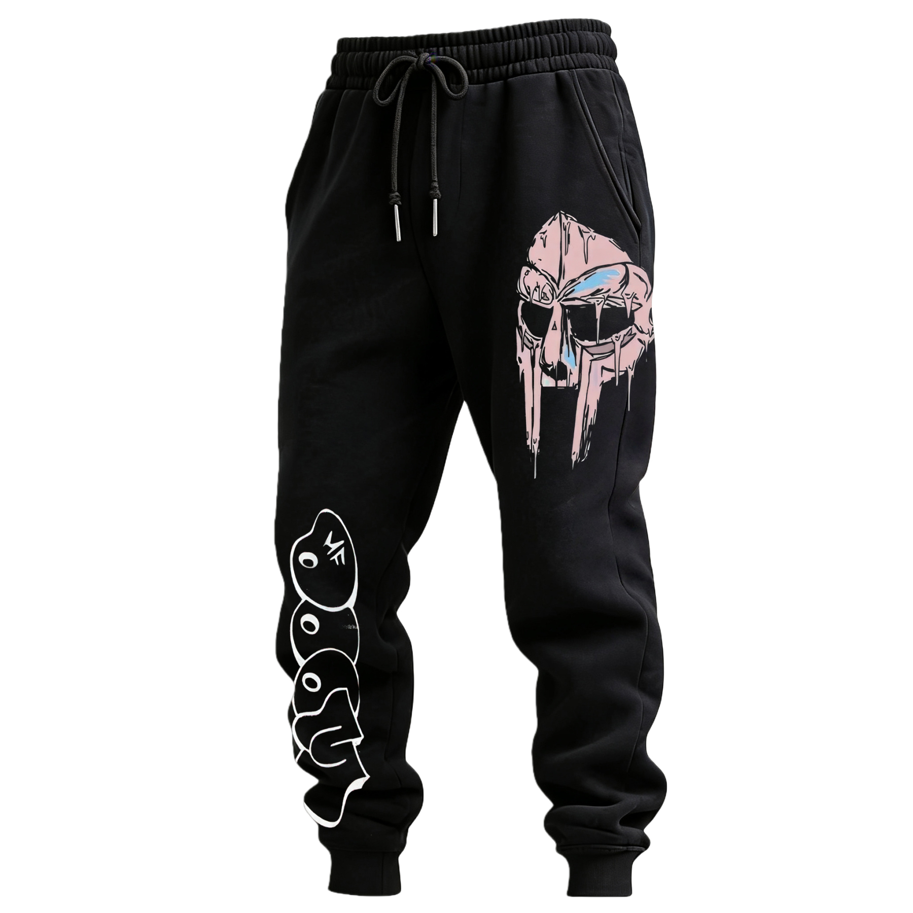 MF DOOM Metal Mask Print Men's Fleece-lined Sweatpants