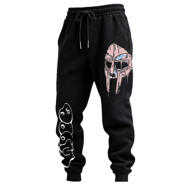 MF DOOM Metal Mask Print Men's Fleece-lined Sweatpants