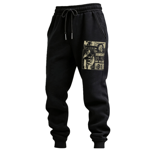 Legendary Underground Hip-hop Print Men's Fleece-lined Sweatpants Image - 1