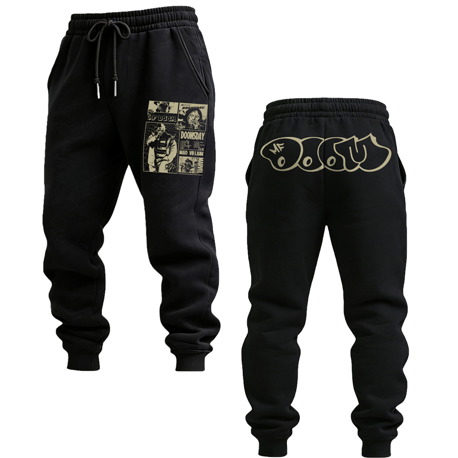 Legendary Underground Hip-hop Print Men's Fleece-lined Sweatpants Image - 3