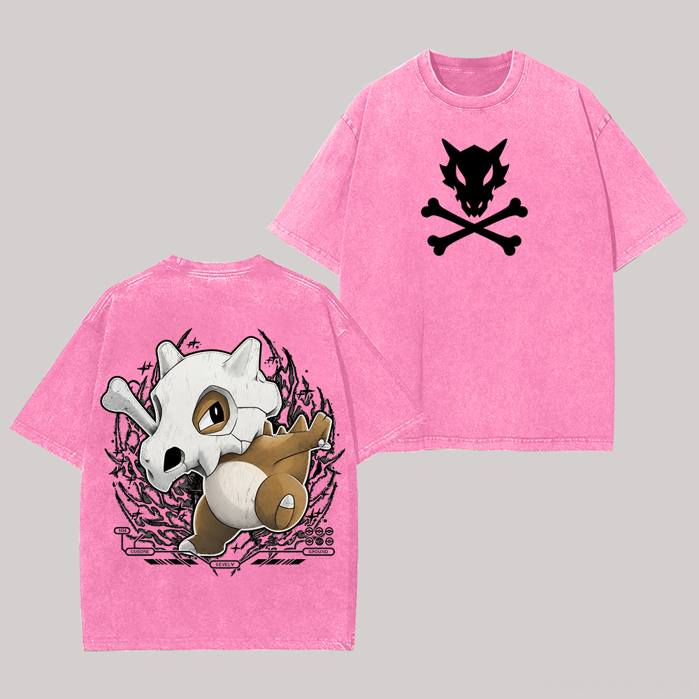  Cubone Printed Unisex Washed T-Shirt Image - 6