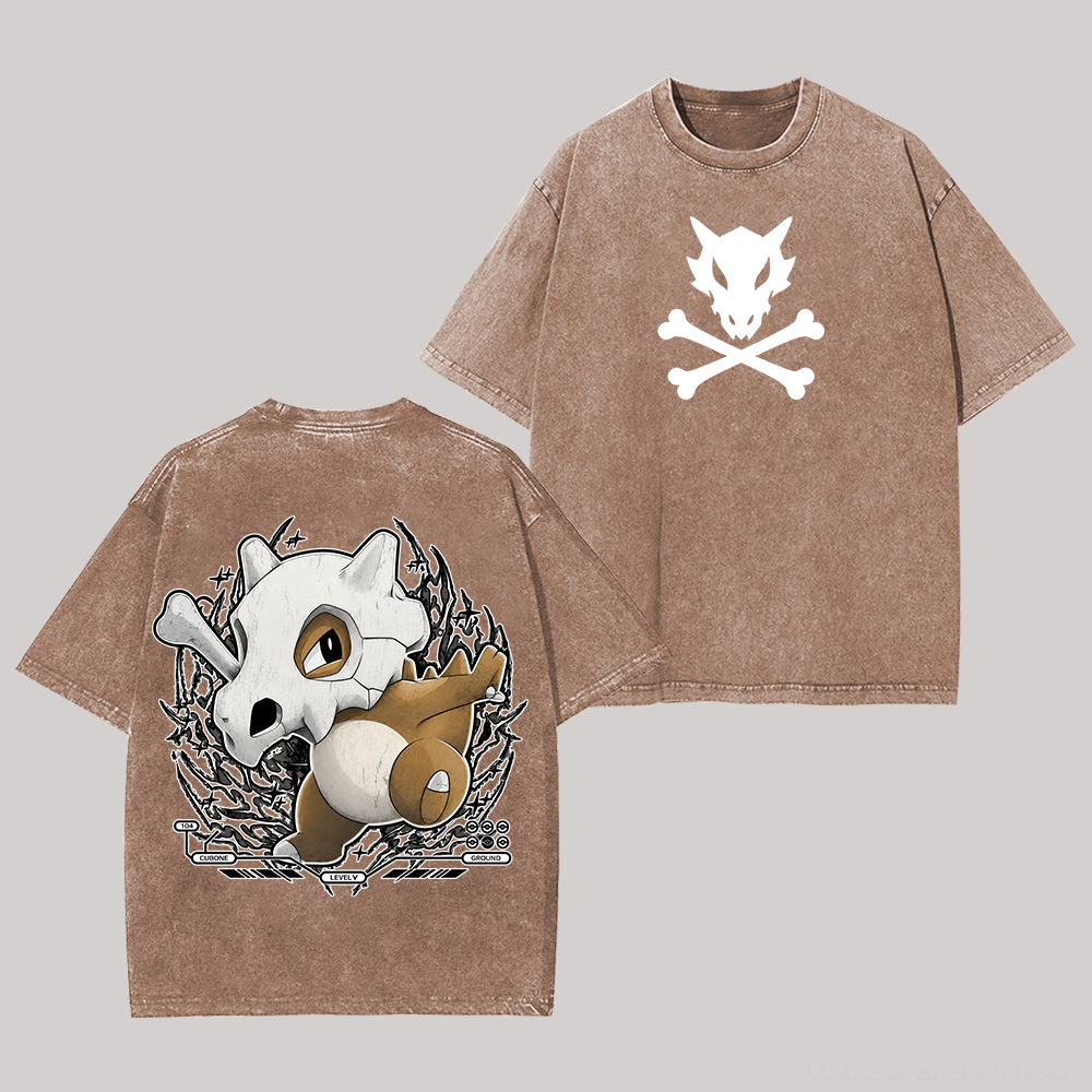  Cubone Printed Unisex Washed T-Shirt Image - 7