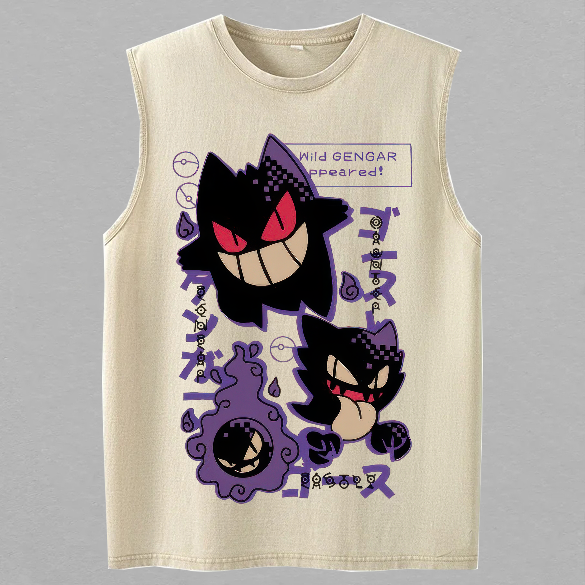 Cartoon Ghost Shadow Printed Men's Washed Vest