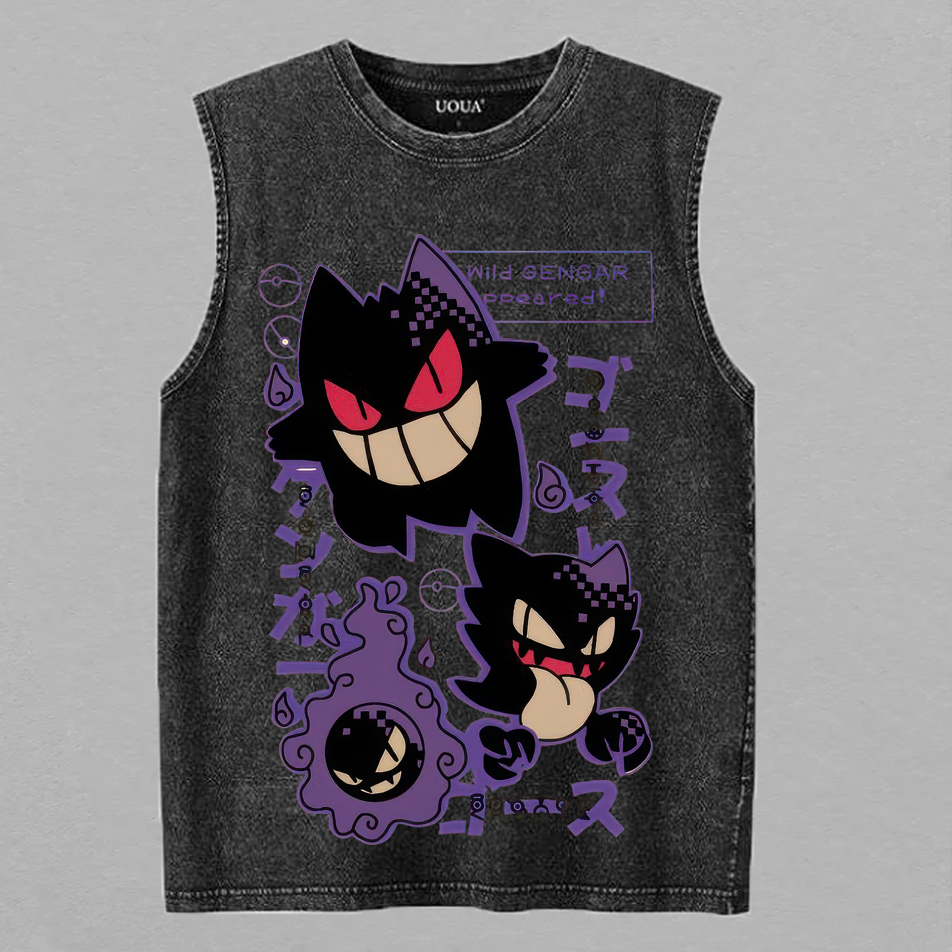 Cartoon Ghost Shadow Printed Men's Washed Vest