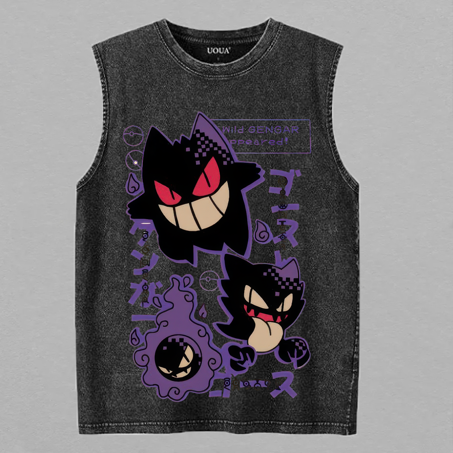 Cartoon Ghost Shadow Printed Men's Washed Vest