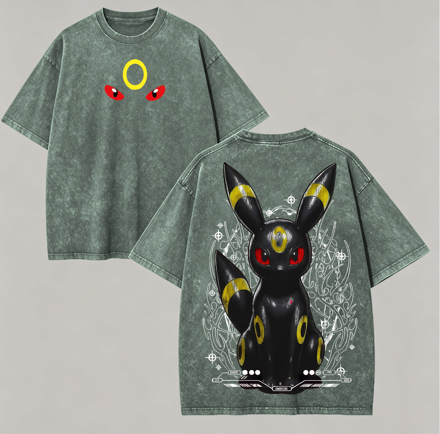 Vintage Umbreon Printed Unisex Washed T-Shirt Image - 5