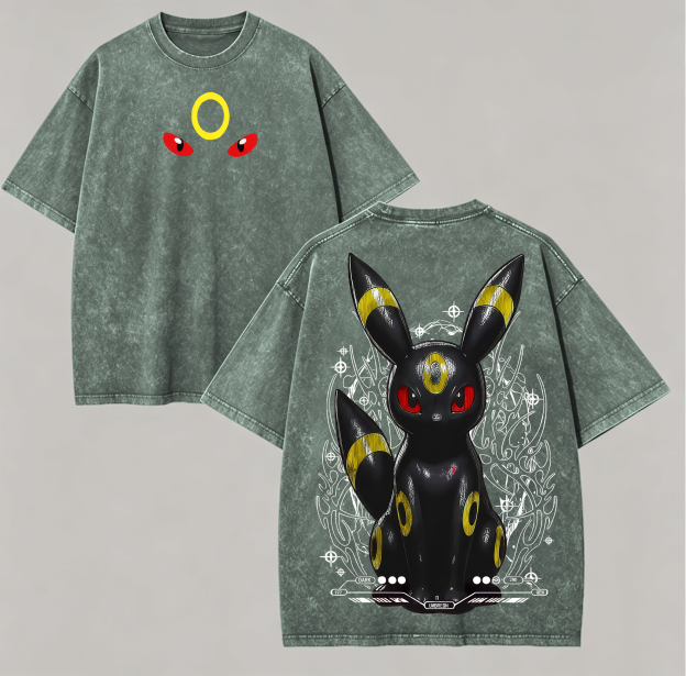 Vintage Umbreon Printed Unisex Washed T-Shirt Image - 5