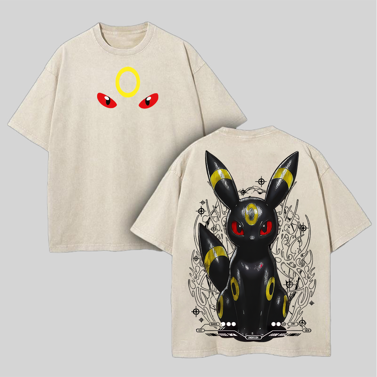 Vintage Umbreon Printed Unisex Washed T-Shirt Image - 2