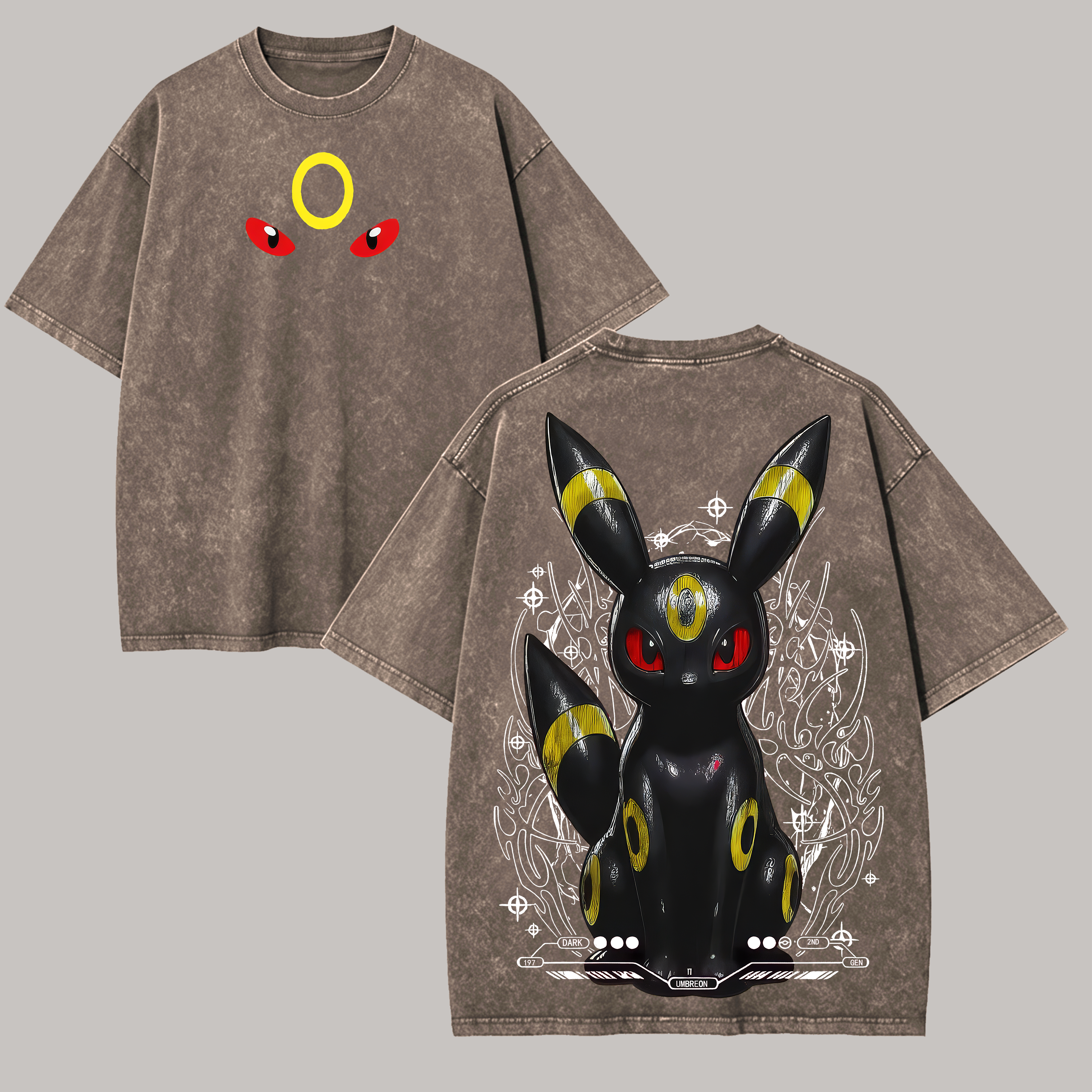 Vintage Umbreon Printed Unisex Washed T-Shirt Image - 6