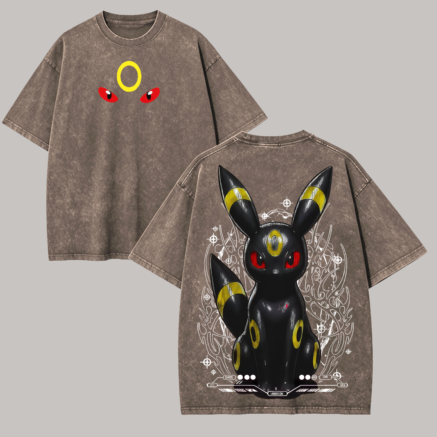 Vintage Umbreon Printed Unisex Washed T-Shirt Image - 6