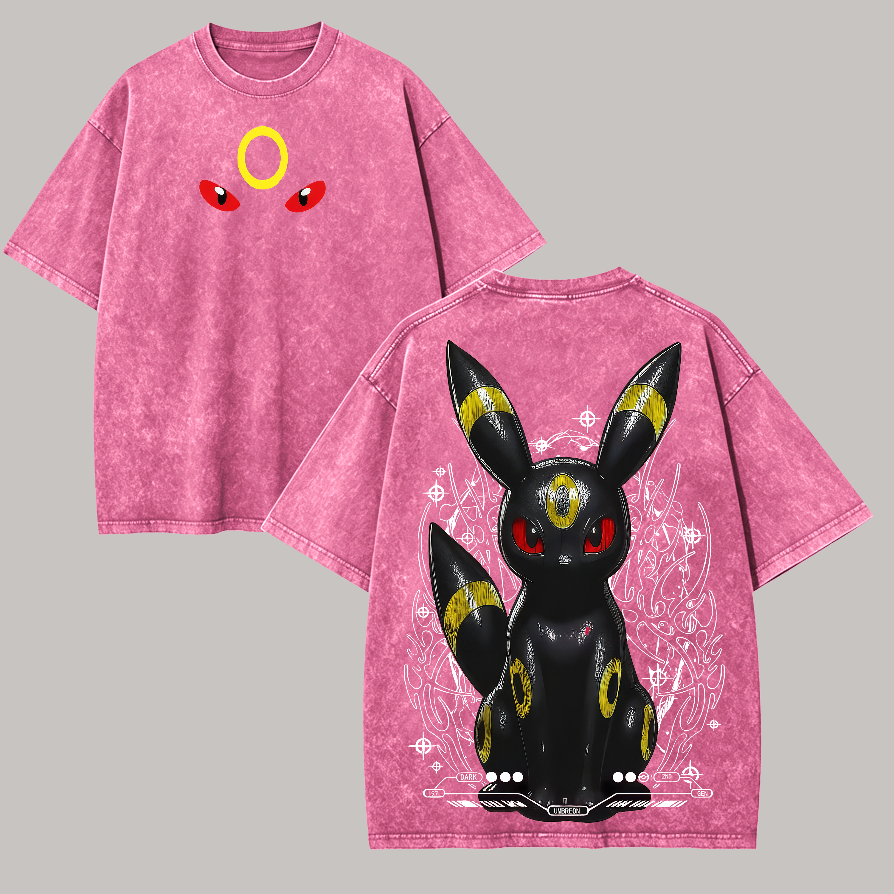 Vintage Umbreon Printed Unisex Washed T-Shirt Image - 8