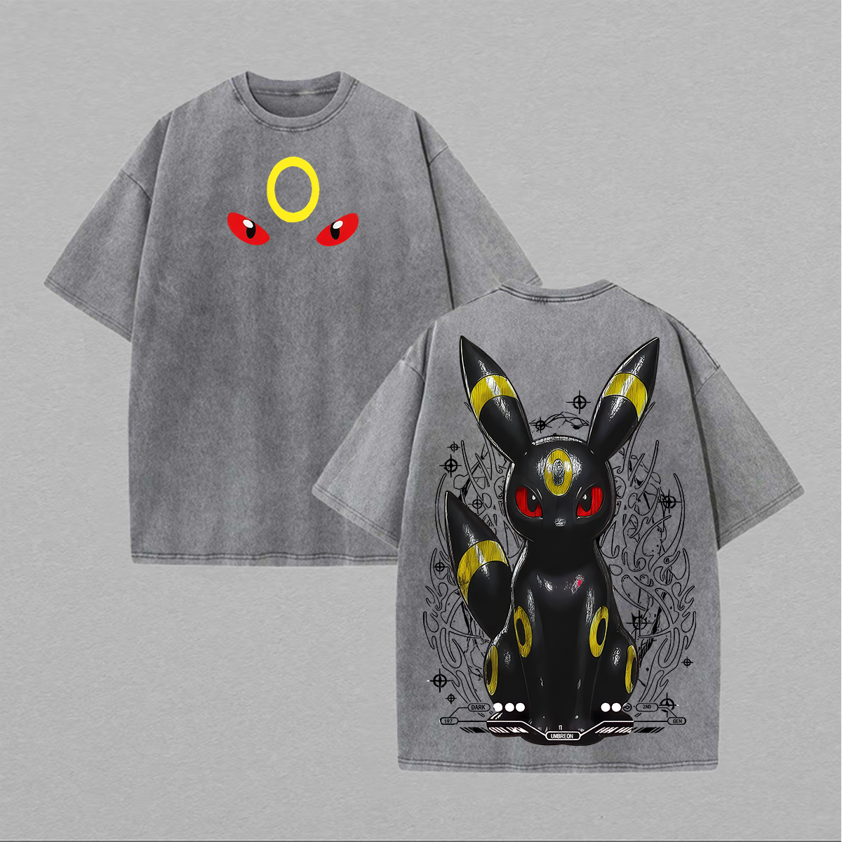 Vintage Umbreon Printed Unisex Washed T-Shirt Image - 3