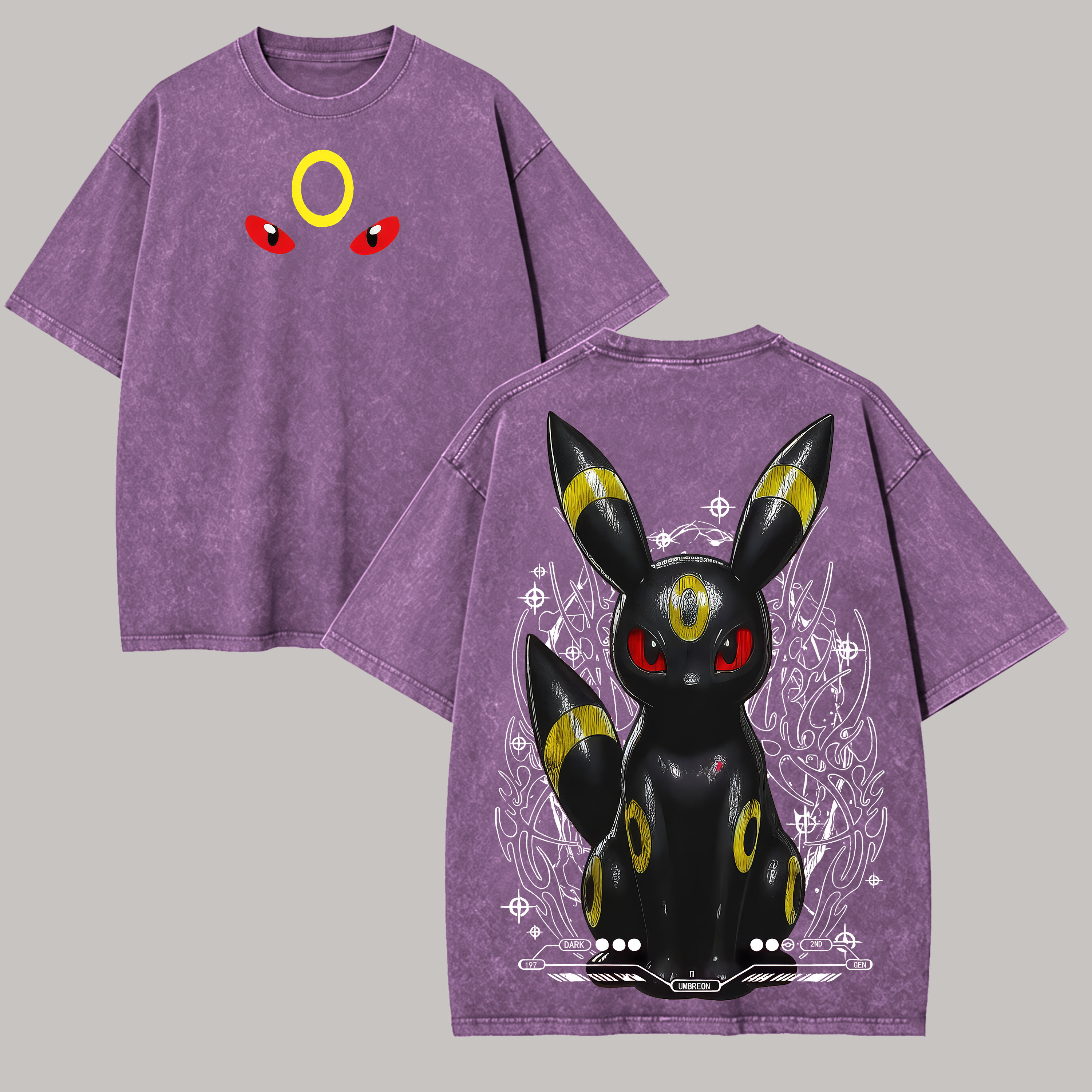 Vintage Umbreon Printed Unisex Washed T-Shirt Image - 4