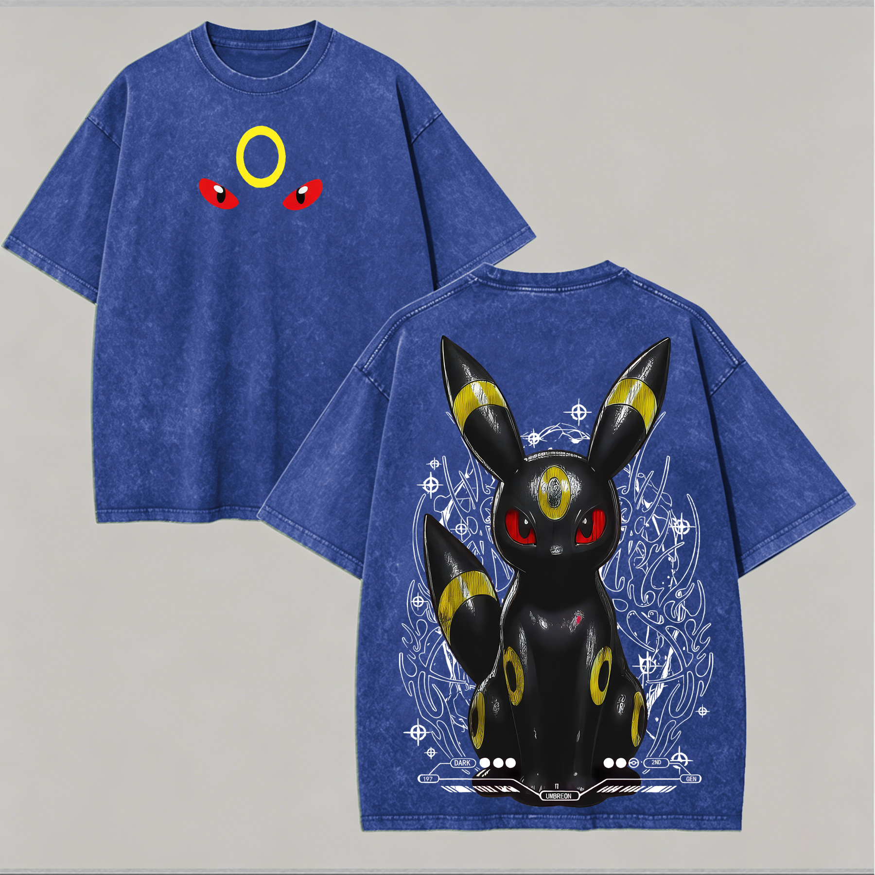 Vintage Umbreon Printed Unisex Washed T-Shirt Image - 7
