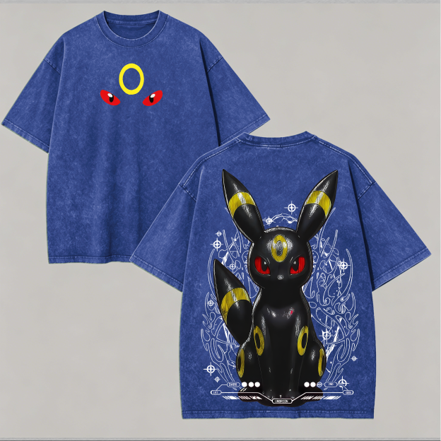 Vintage Umbreon Printed Unisex Washed T-Shirt Image - 7