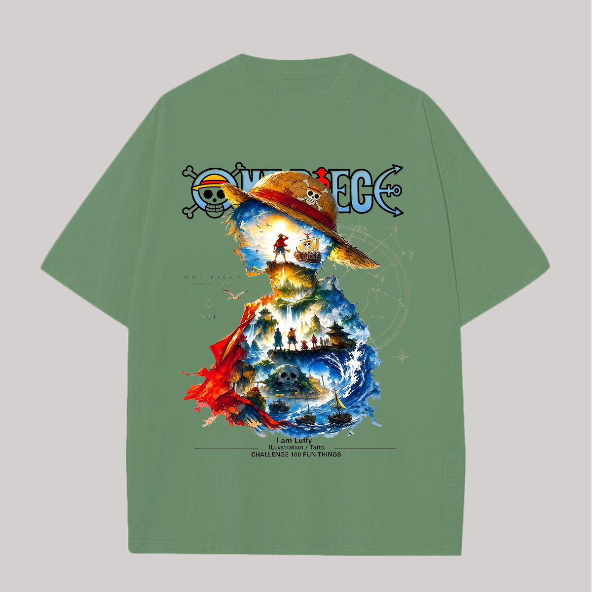 One Piece Printed Oversized Unisex T-shirt Image - 4