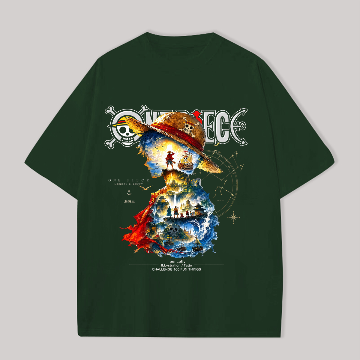 One Piece Printed Oversized Unisex T-shirt Image - 5