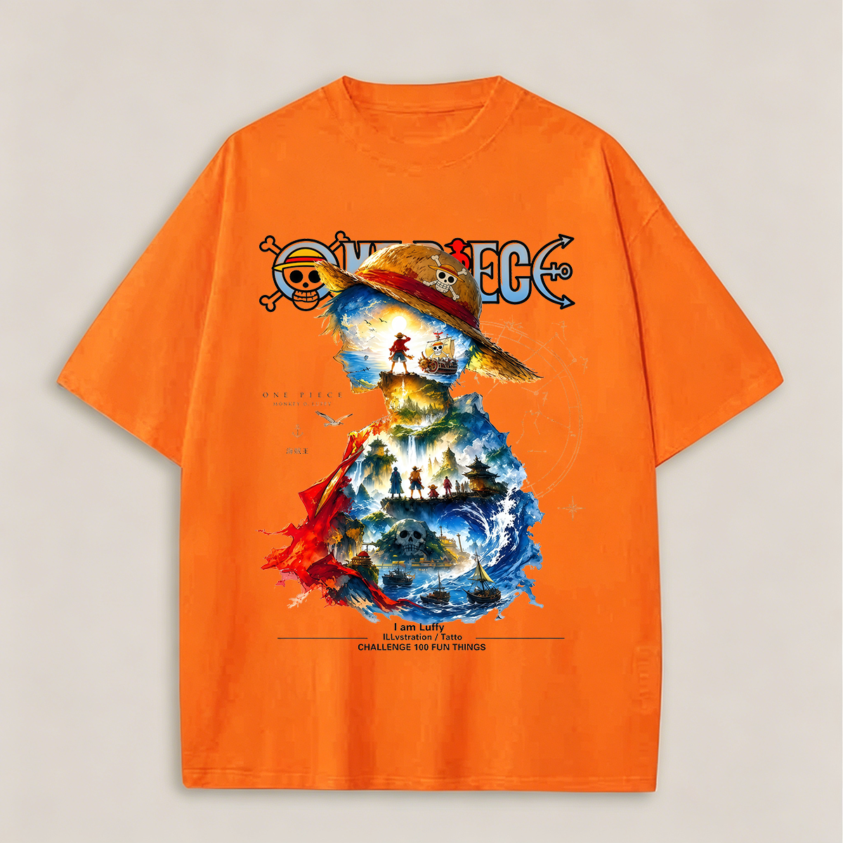 One Piece Printed Oversized Unisex T-shirt Image - 8