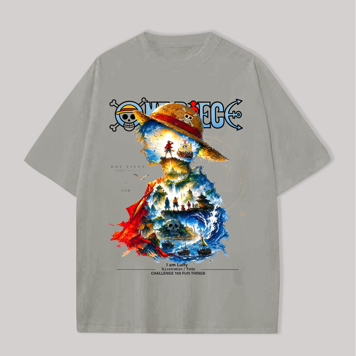 One Piece Printed Oversized Unisex T-shirt Image - 10
