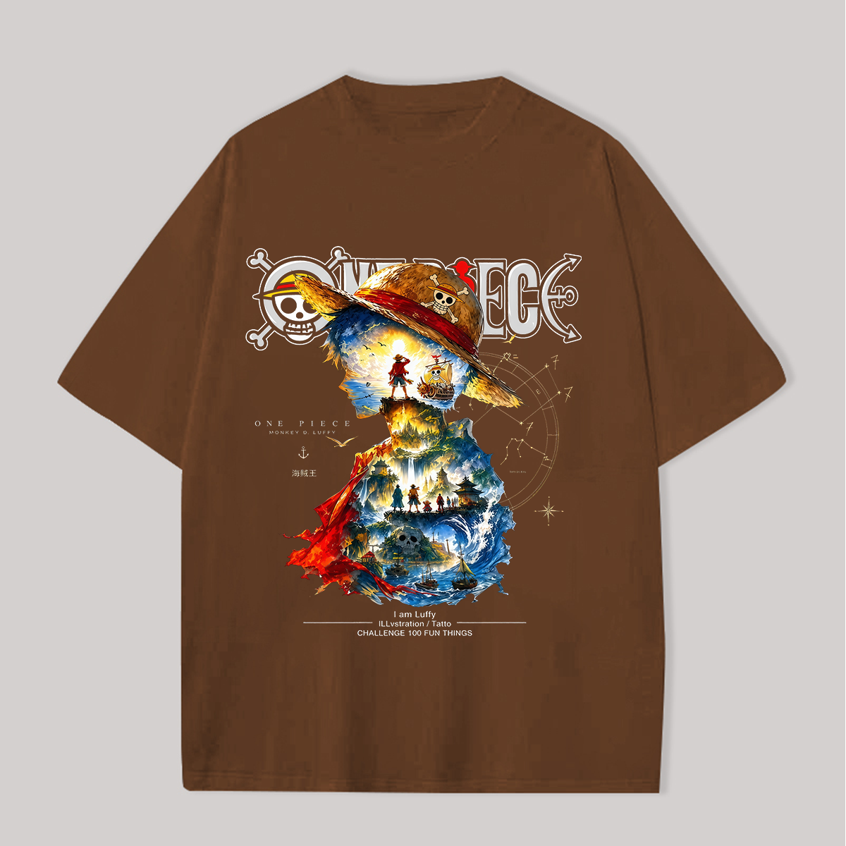 One Piece Printed Oversized Unisex T-shirt Image - 12