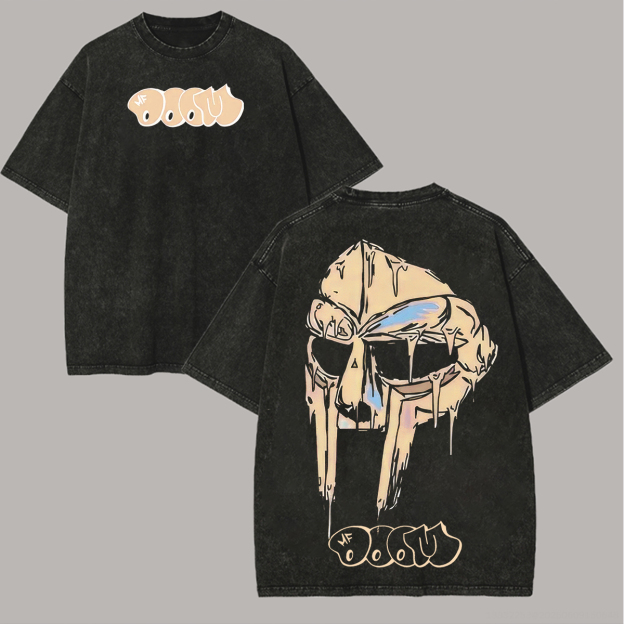 Retro Hip Hop Graphic Printed Unisex Washed T-Shirt