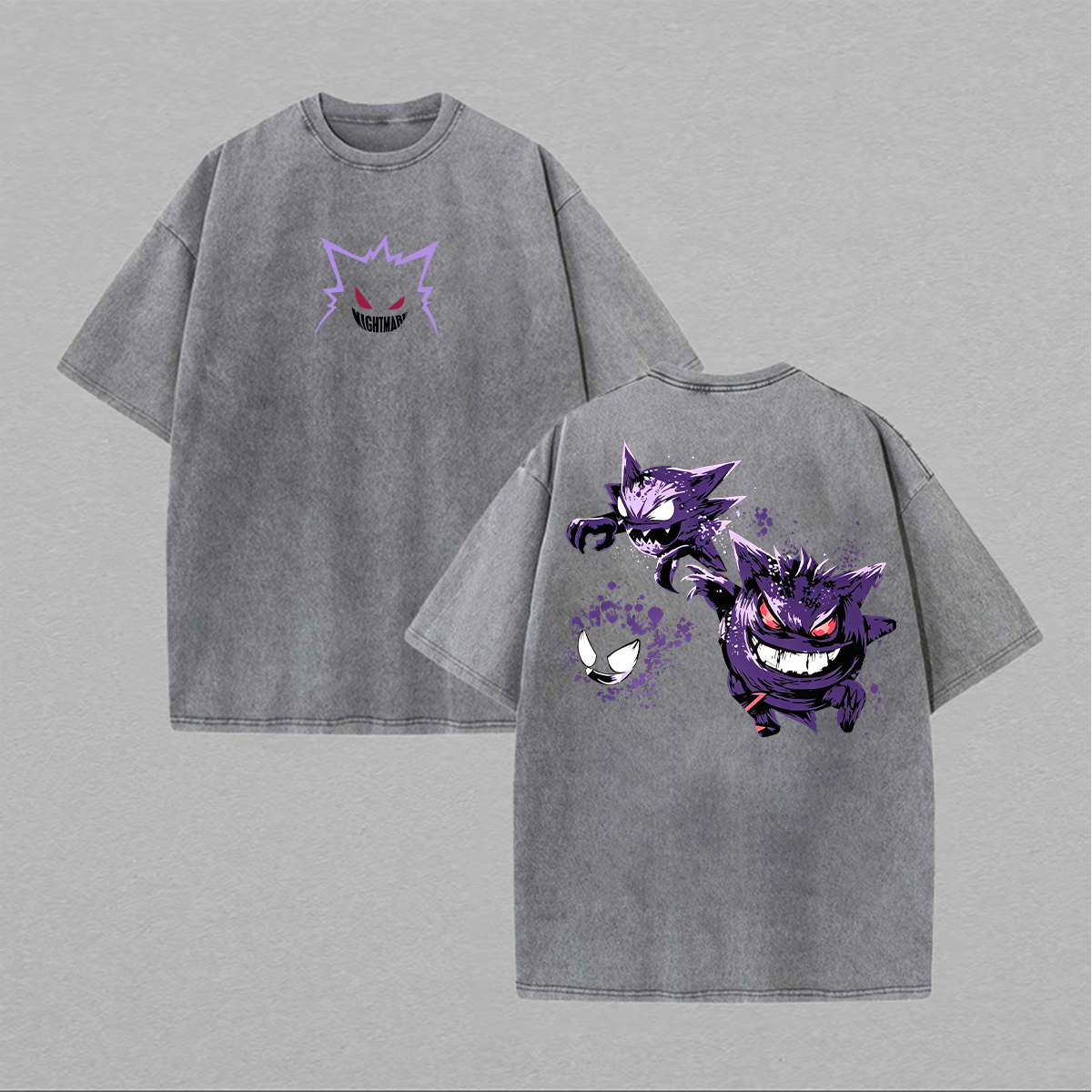 Gengar Printed Unisex Washed T-Shirt Image - 2