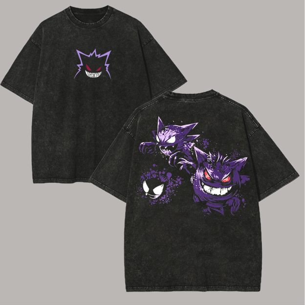 Gengar Printed Unisex Washed T-Shirt Image - 1