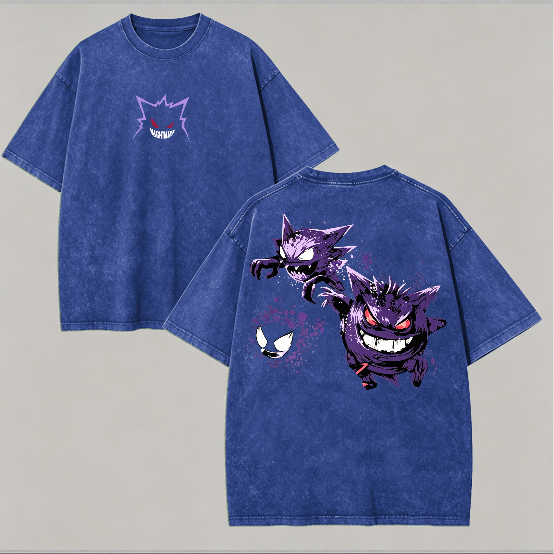 Gengar Printed Unisex Washed T-Shirt Image - 8
