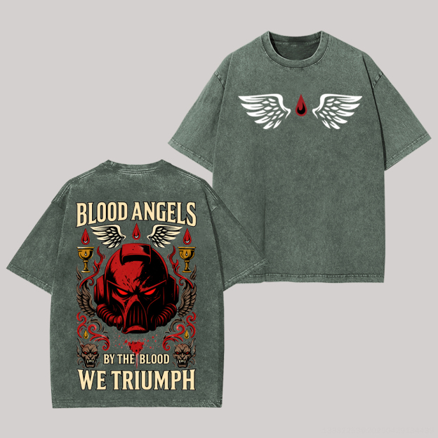 Warhammer 40,000 Blood Angels Printed Unisex Washed T-Shirt Image - 4