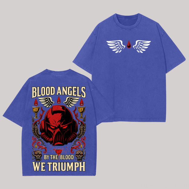 Warhammer 40,000 Blood Angels Printed Unisex Washed T-Shirt Image - 2