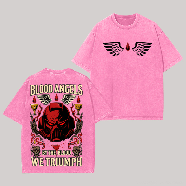 Warhammer 40,000 Blood Angels Printed Unisex Washed T-Shirt Image - 3