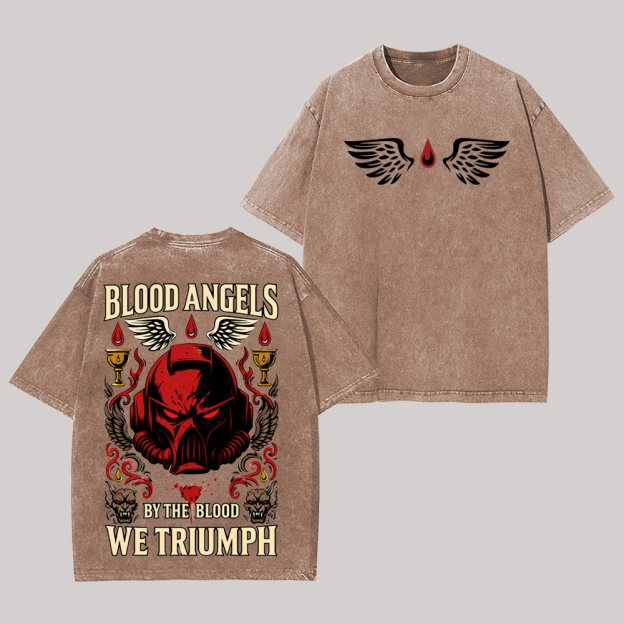 Warhammer 40,000 Blood Angels Printed Unisex Washed T-Shirt Image - 5