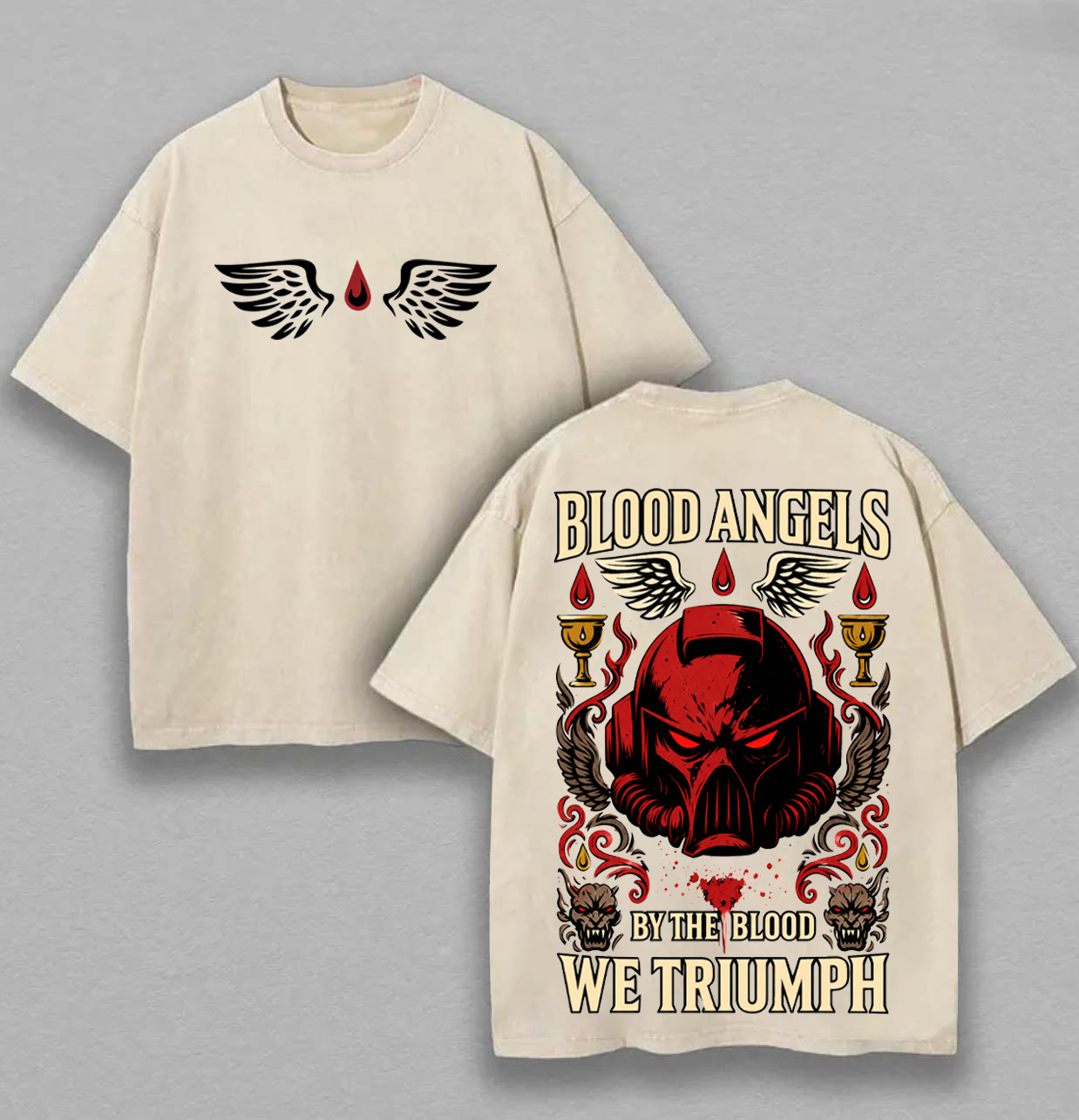 Warhammer 40,000 Blood Angels Printed Unisex Washed T-Shirt Image - 6