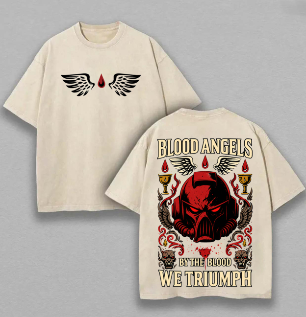 Warhammer 40,000 Blood Angels Printed Unisex Washed T-Shirt Image - 6