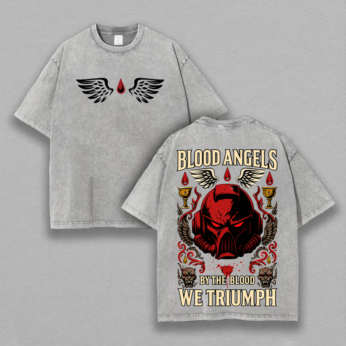 Warhammer 40,000 Blood Angels Printed Unisex Washed T-Shirt Image - 7