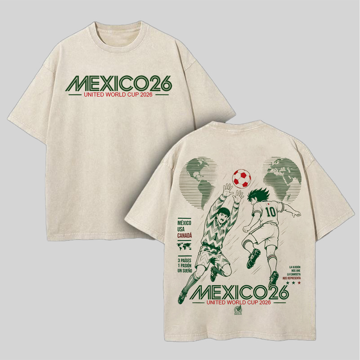 Mexico 26 Captain Tsubasa Printed Unisex Washed T-Shirt